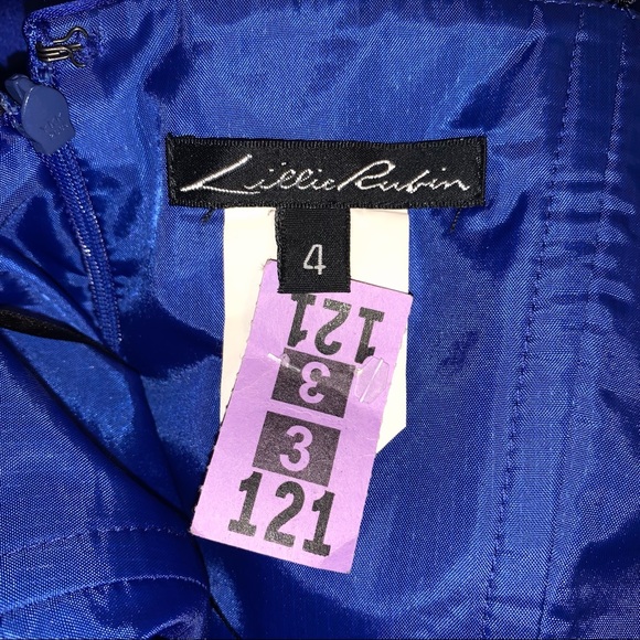 Lillie Rubin Royal Blue Strapless Dress With Belt Size 4 - Picture 14 of 16